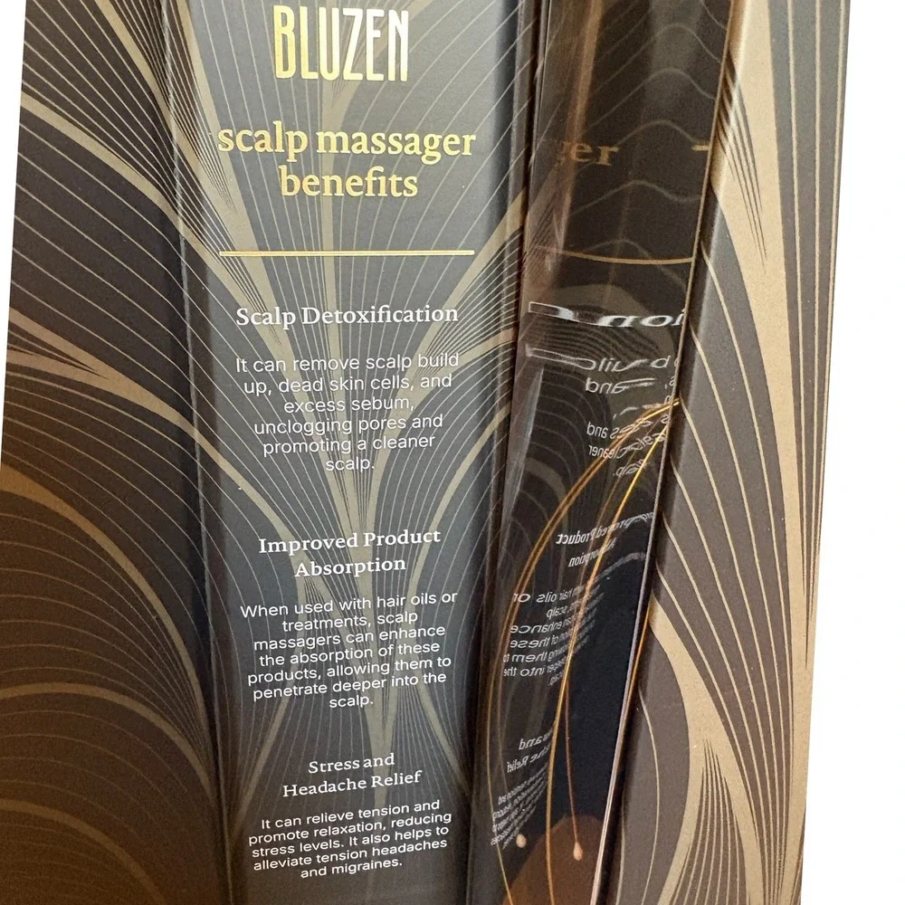 Bluzen Scalp Massager 12 Flexible Wire Fingers Gold Stress Relief New‎ in Box